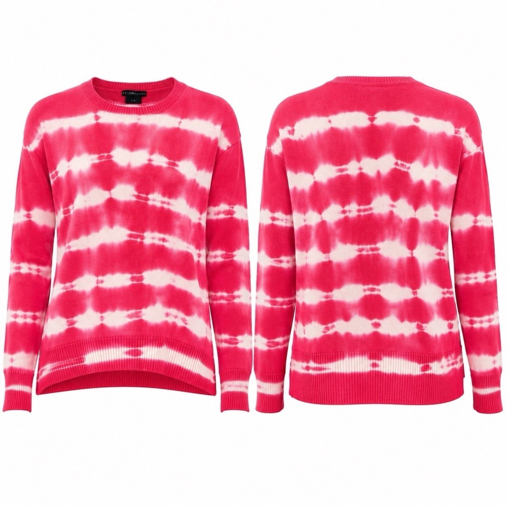 NWT Design History Sweater Women L Tie Dye Pink Cotton Boho Casual Chic Y2K